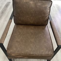2 Brown Leather armchairs 