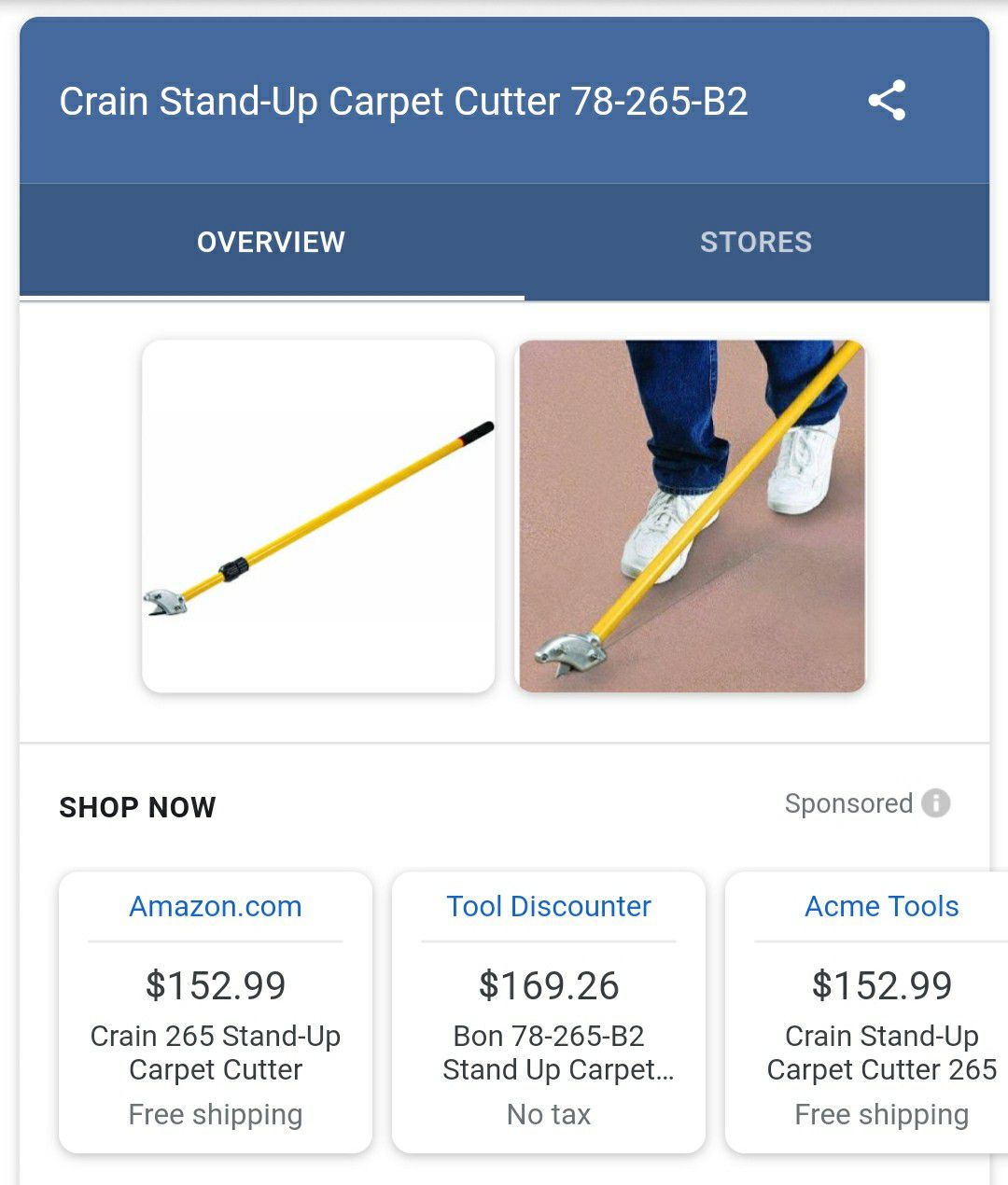 Crain Crain Stand Up Carpet Cutter 78-265