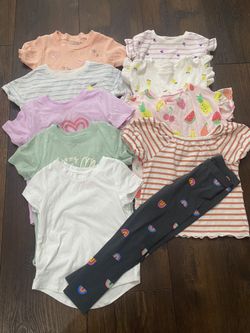 Lot Of 10 Girls Shirts And Rainbow Pants Size 4t By Cat & Jack #4