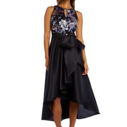 Black Floral Sequins High Low Dress Size 12 