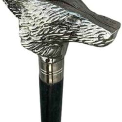 NEW! Wolf Head Walking Stick 36" Silver/Black