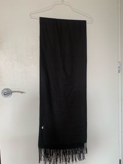 Black Scarf with Twisted Fringe 70”x27”
