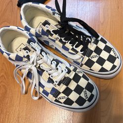 Vans checkerboard blue and black