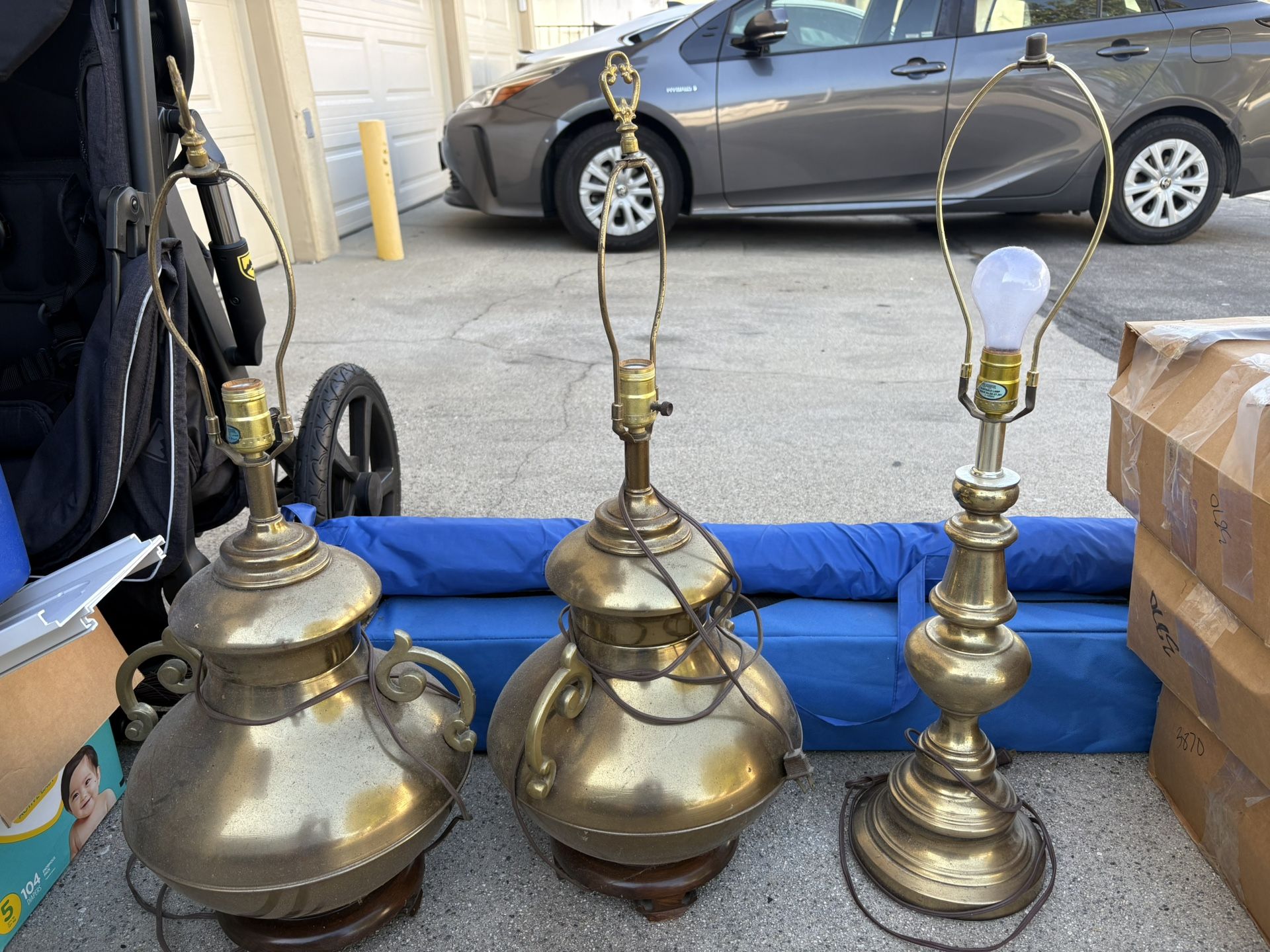 Vintage Set Of Brass Lamps