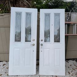 2 white doors 