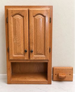 FREE Oak Bathroom Wall Cabinet + Towel Ring Holder