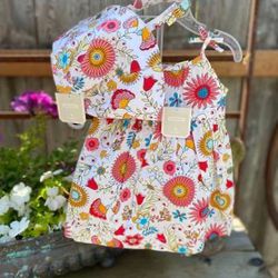 New! Vintage Old Navy Baby Girls 3-6M Bright Floral 3pc Dress Set