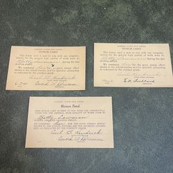 Lot of 3 1940 Anderson Junior High School Honor Cards Thumbnail