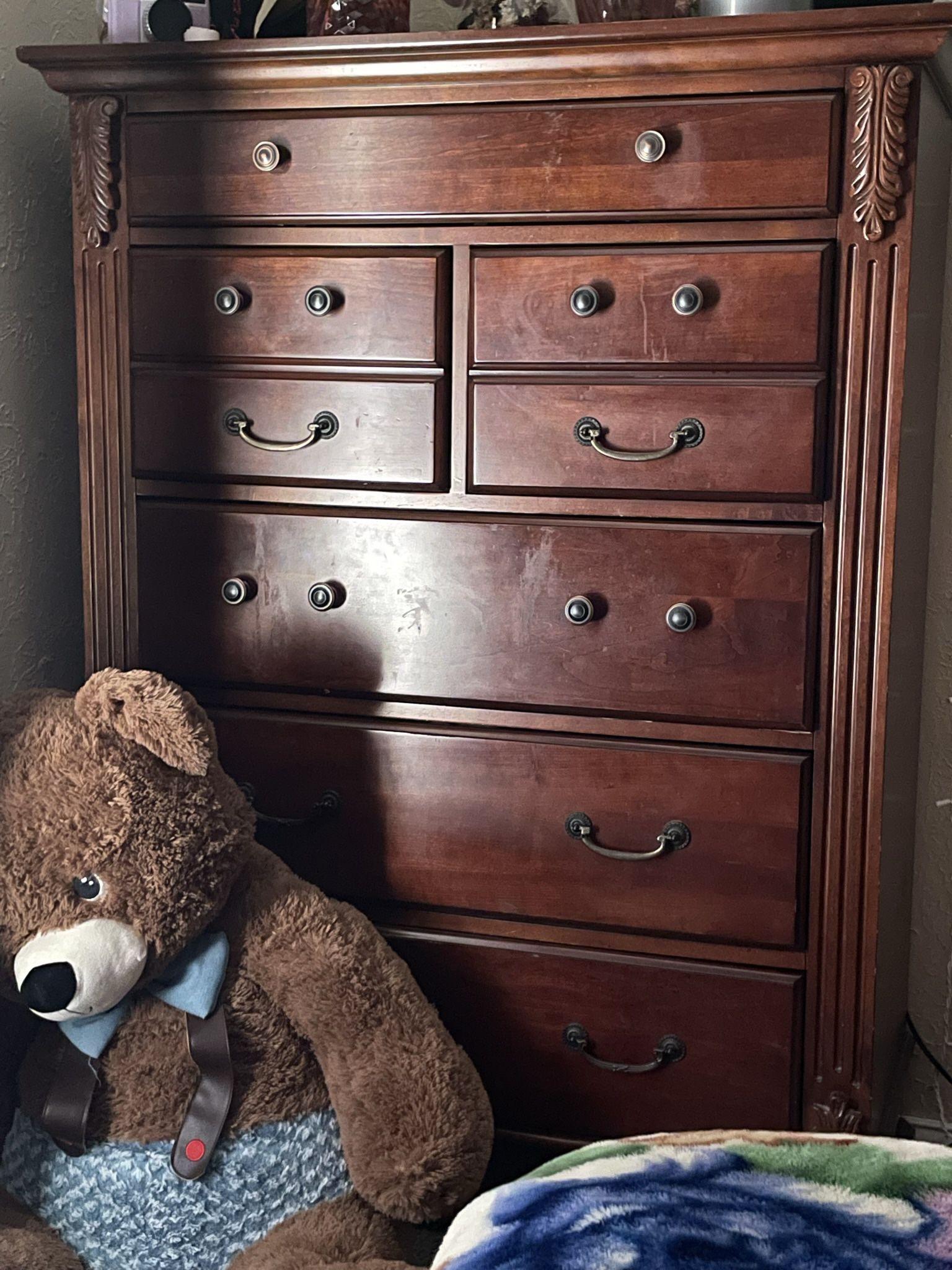 Tall Brown/Red Dresser 6 Drawers
