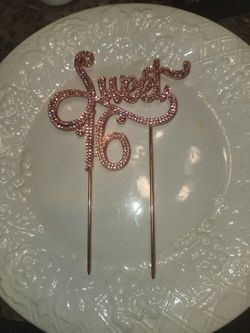 Sweet 16 Cake Topper And birthday Banner, Rose GOLD, beautiful.