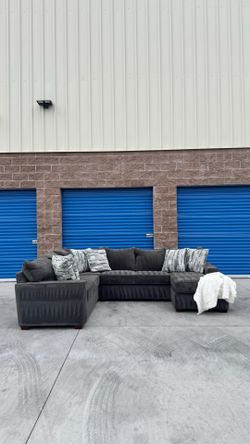 Dark grey Sectional sofa couch with chaise