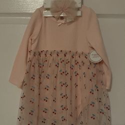 Brand New Beautiful Baby Girl Dress With Headband Size 12/18 Months 