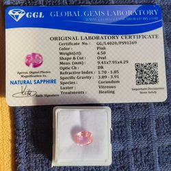 Pink Sapphire Loose Gemstone Ggl Certificate Included 