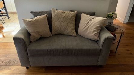 Grey Fabric Sofa and love seat with Pillows