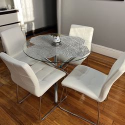 Glass Dinning Table 4 Chairs