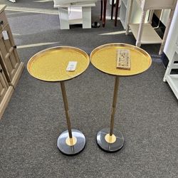2 for $40 Gold Small End Table Pedestal Table for Decorative Display Gold Accent Table