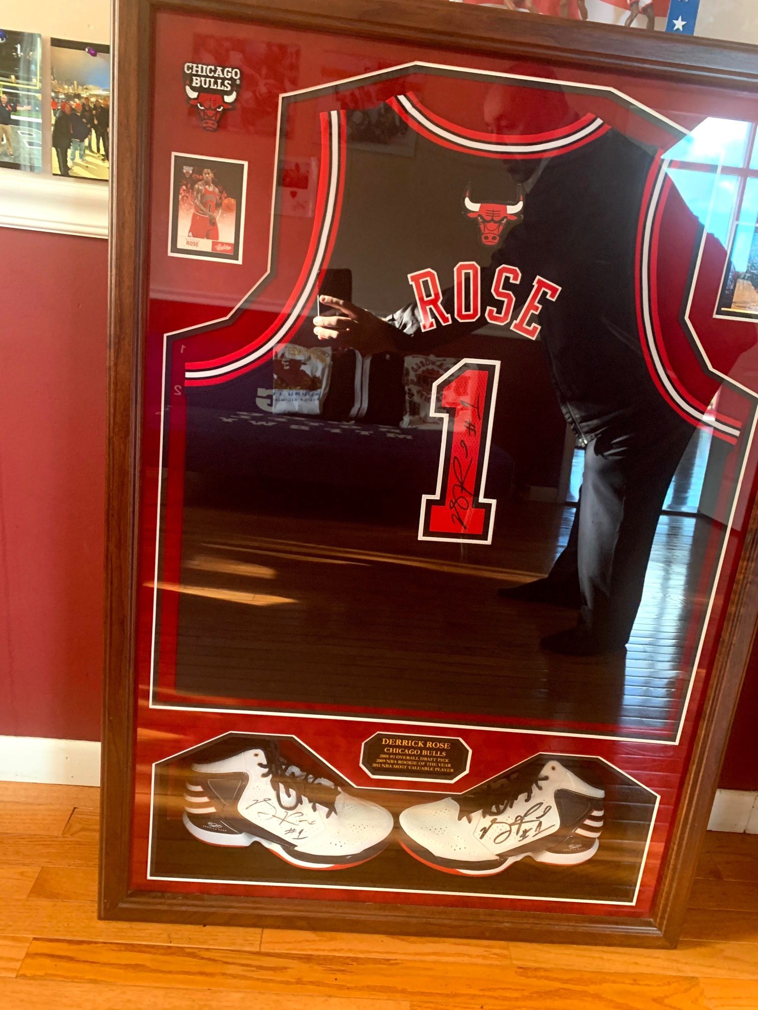 Derrick Rose Autographed Shoes And Jersey Psa