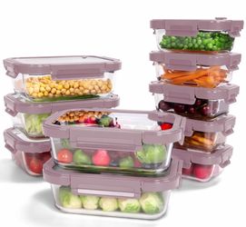 Glass Meal Prep Containers Set with Locking Lids