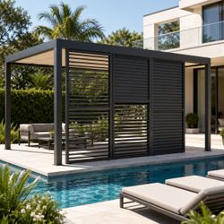 Set of 3 - Black Powder Coated Aluminum (9720) Adjustable (Open / Close) Louver Frame / Grill (3 sets = 13 ft)  [NEW IN BOX]  **Retails for $2895