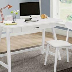 White Writing Desk + Chair Set