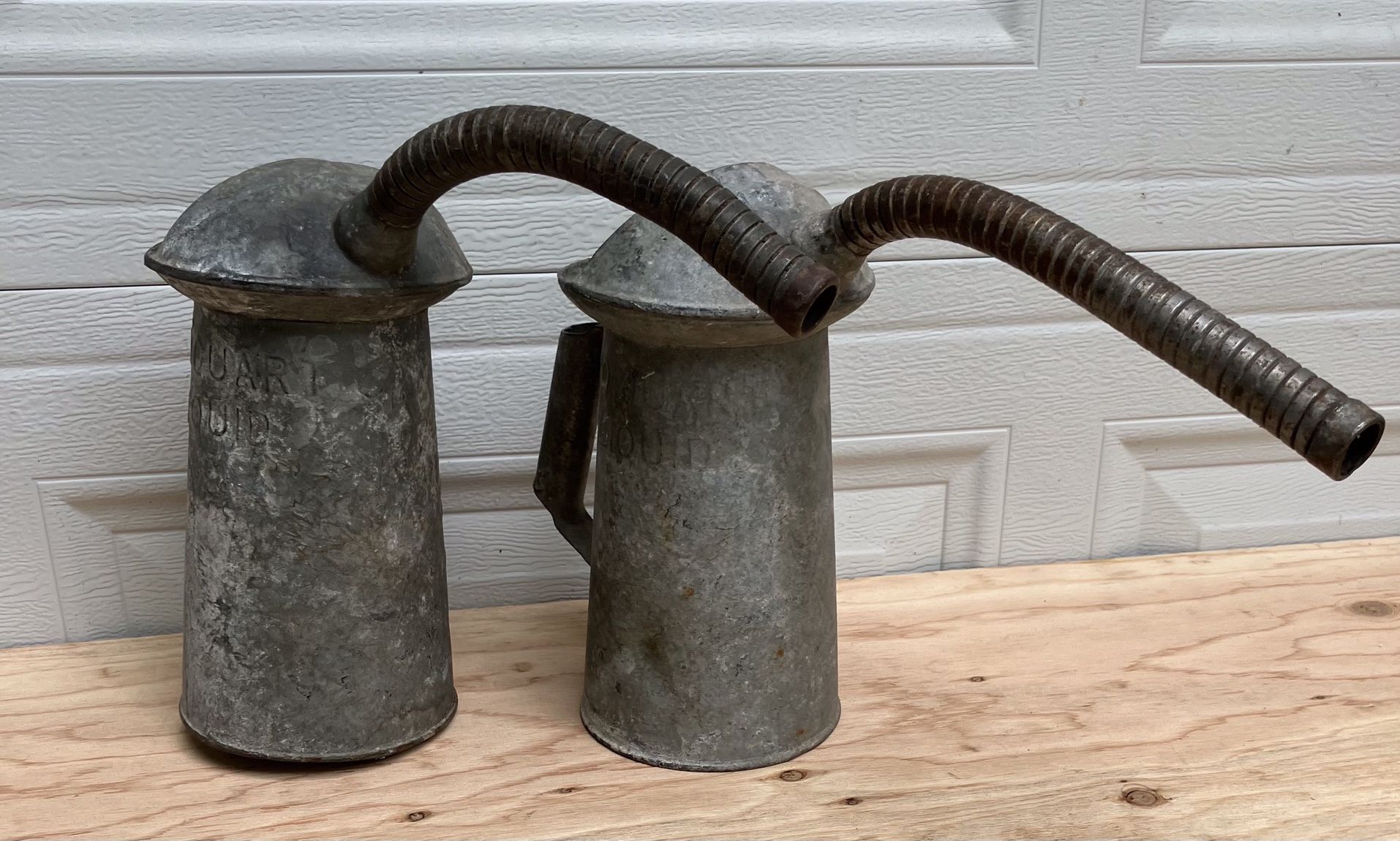 Antique Galvanized 2 Quart Oil Cans