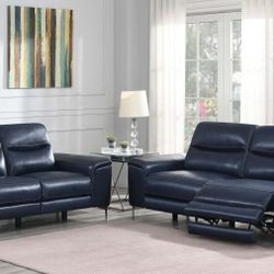 Top Grain Genuine Leather Power Recliner Sofa And Loveseat