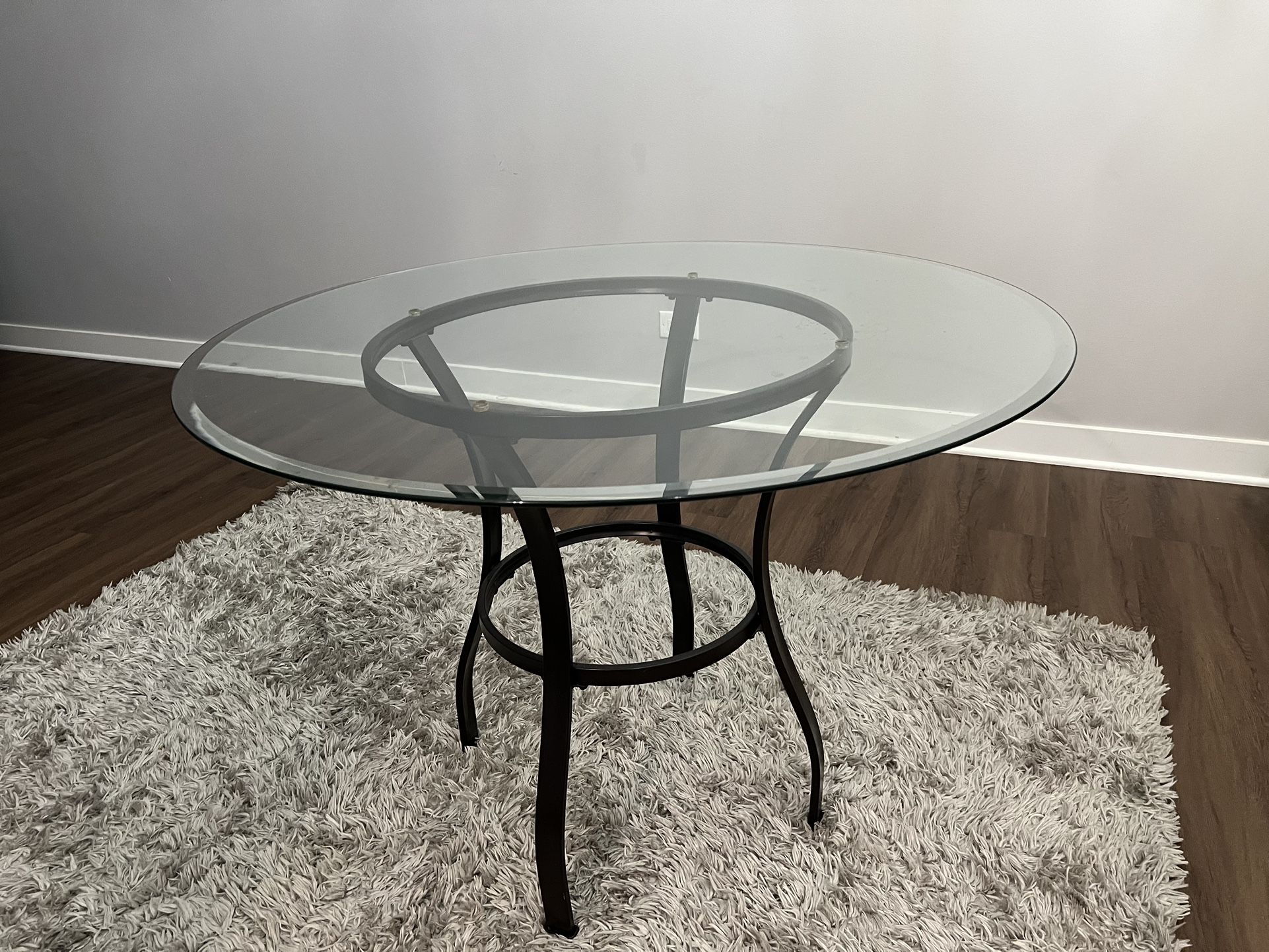Round Glass Table With Metal Base - Used