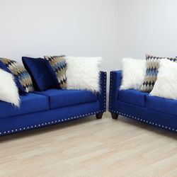 New Blue Sofa And Loveseat 