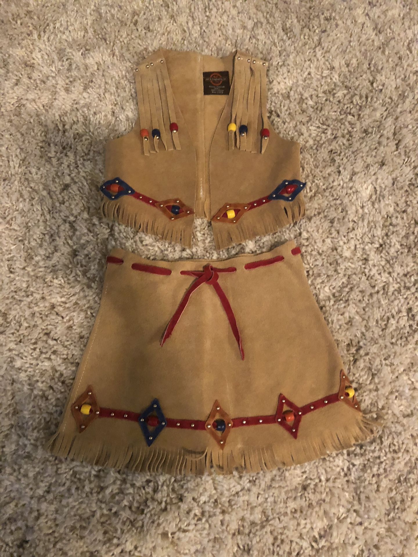 Authentic western outfit for Jr. Cowgirl Vest & skirt 💯 % leather