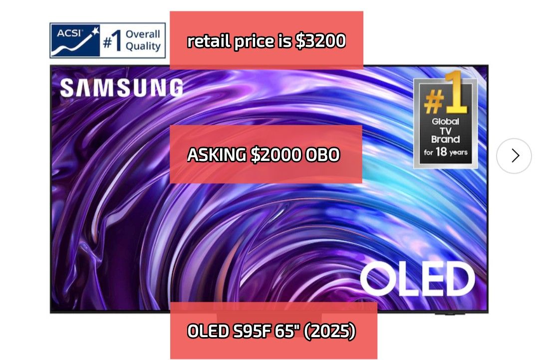 BRAND NEW OLED Samsung S95F 65" Smart TV (2025)