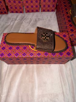 Tory Burch Crystal Embellished Slide Sandals
