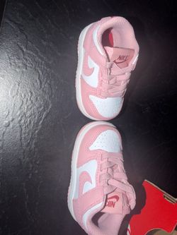 Nike dunk low pink white baby shoes