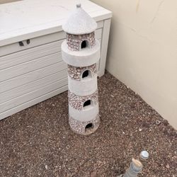 Decorative Cement Seashell Lighthouse Ornament 