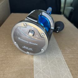 Burning Shark Trolling Reel Saltwater Level Wind Reels, Drag Reels Boat Fishing Ocean Fishing for Sea Bass Grouper Salmon