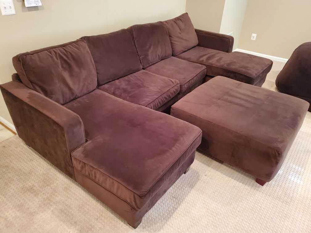 Custom Couch - Belfort double chaise sectional with oversized ottoman