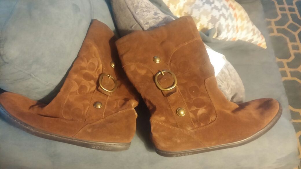 Brown Suede Coach boots 9.5