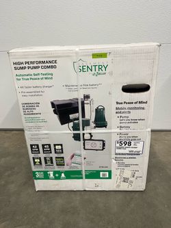 Zoeller 1/3-HP 12 -Volt 45-Gallon Thermoplastic Battery-powered sump pump Model #STBC201 $598 plus tax at Lowe's  New never been used still in the box
