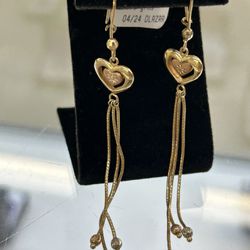 Fcp2344 14k Gold Tricolor Dangle Earrings 