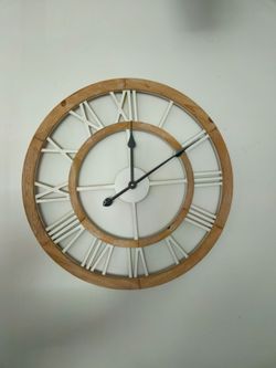 Large Wall Clock & Metal Floral Wall Art