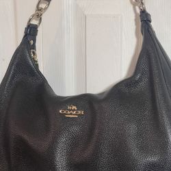 Coach Pebbled Black Hobo Bag