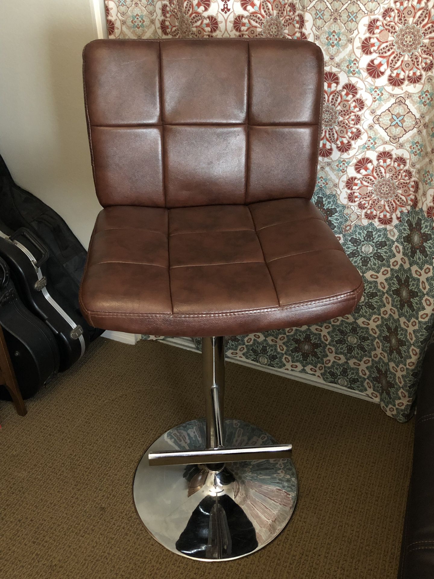 Faux leather adjustable height bar stool