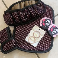 Car  Pink & Black Sparkly Steer Ring Wheel Cover, Ignition Rings, Coasters, Shift Cover