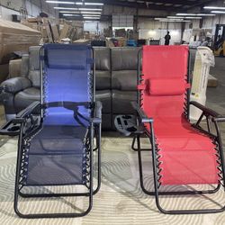  🔥Set of 2🔥Zero Gravity Chairs ,Adjustable Steel Mesh Recliners Beach Deck Lawn Camping Patio Foldable Lounge Chair with Cup Holder Trays and Pillow