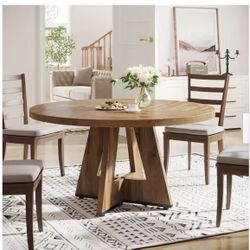 NEW- Farmhouse Oak Wood Round Table