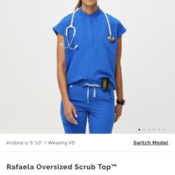 Women ROYAL BLUE Rafaela-Overside Scrub Top