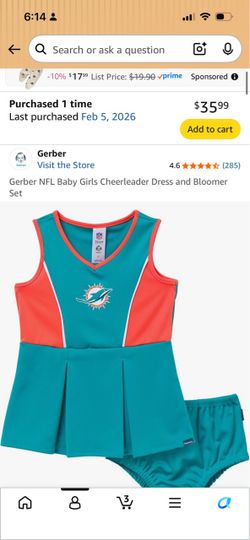 Girl’s NFL Miami Dolphins cheerleader dress