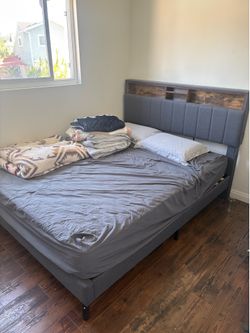 Tiptiper queen Bed Frame & Mattress with storage and charging station