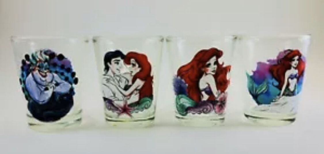 Disney Little Mermaid & More Collection 4pc Glassware, Shot Glass Set, 1.5oz