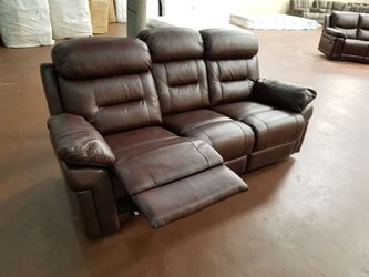 Brand new shava burgandy leather recliner sofa or loveseat with cup holders