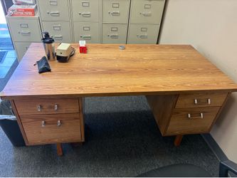 Wood desk with drawers